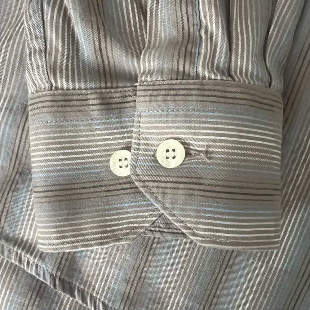 $15 SALE Lacoste Cotton Designer Shirt Mens 42 Beige Long Sleeve Preppy - Picture 10 of 13